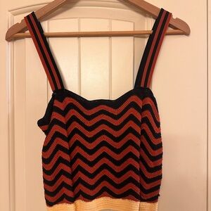 Scotch & Soda Zigzag Knit Camisole in Black, Orange, and Cream
